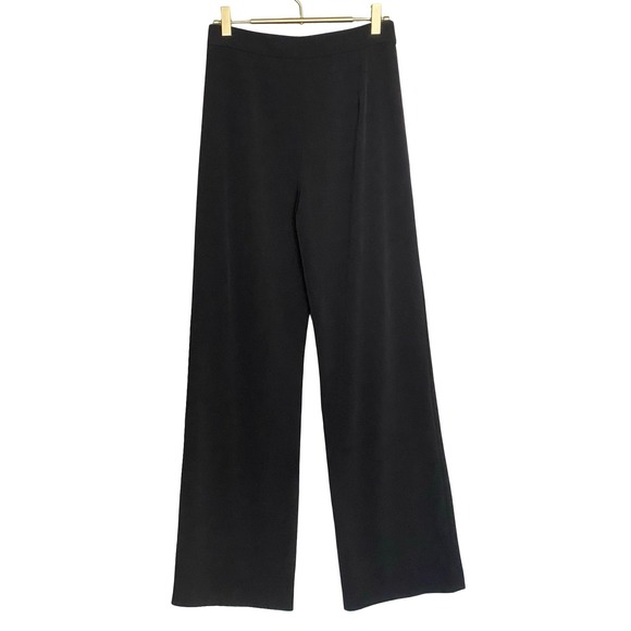 H&M Womens Black Wide Leg Crepe Pants Size 4 High Rise Side Zip - Picture 2 of 9